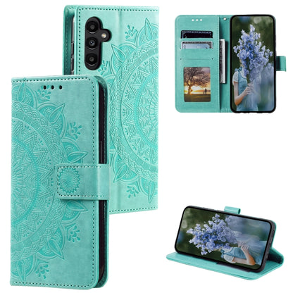 Totem Flower Embossed Leather Phone Case with Lanyard