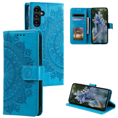 Totem Flower Embossed Leather Phone Case with Lanyard