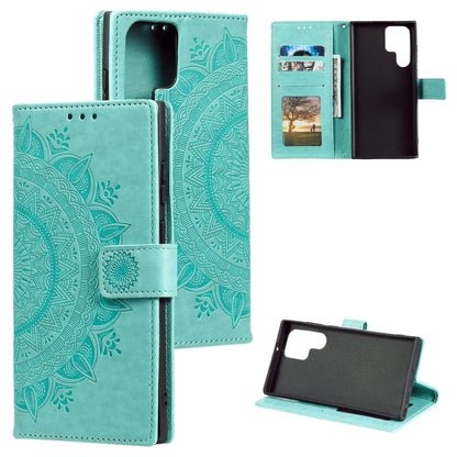 Totem Flower Embossed Leather Phone Case with Lanyard