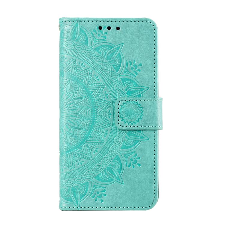 Totem Flower Embossed Leather Phone Case with Lanyard