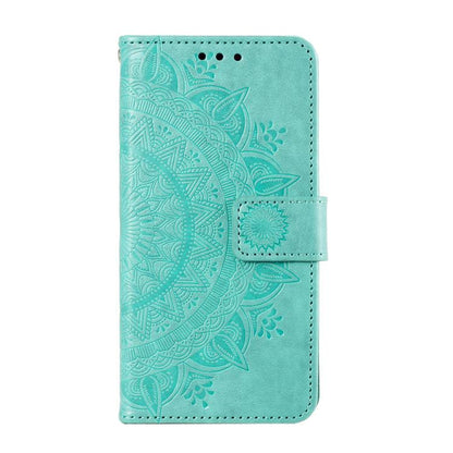 Totem Flower Embossed Leather Phone Case with Lanyard