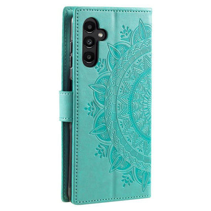 Totem Flower Embossed Leather Phone Case with Lanyard