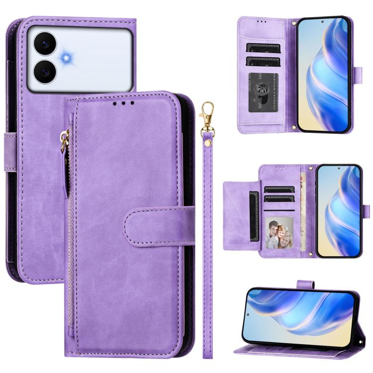 Multi-Card Slots Zipper Wallet Leather Phone Case