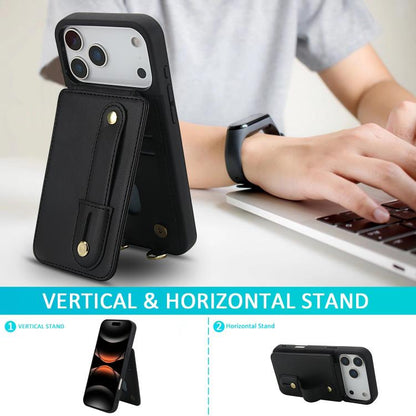 Wristband Vertical Flip Wallet Back Cover Phone Case with Long Lanyard