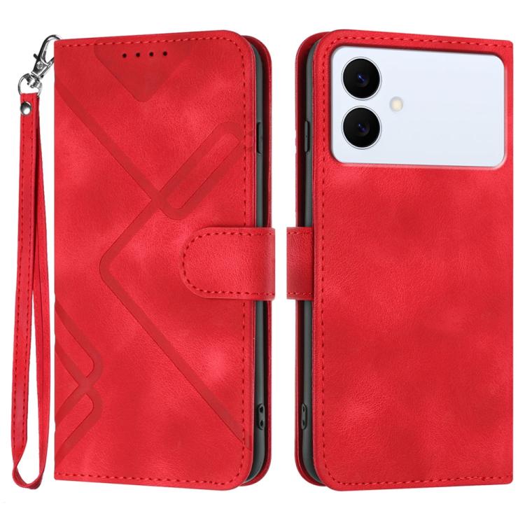 Line Pattern Skin Feel Leather Phone Case