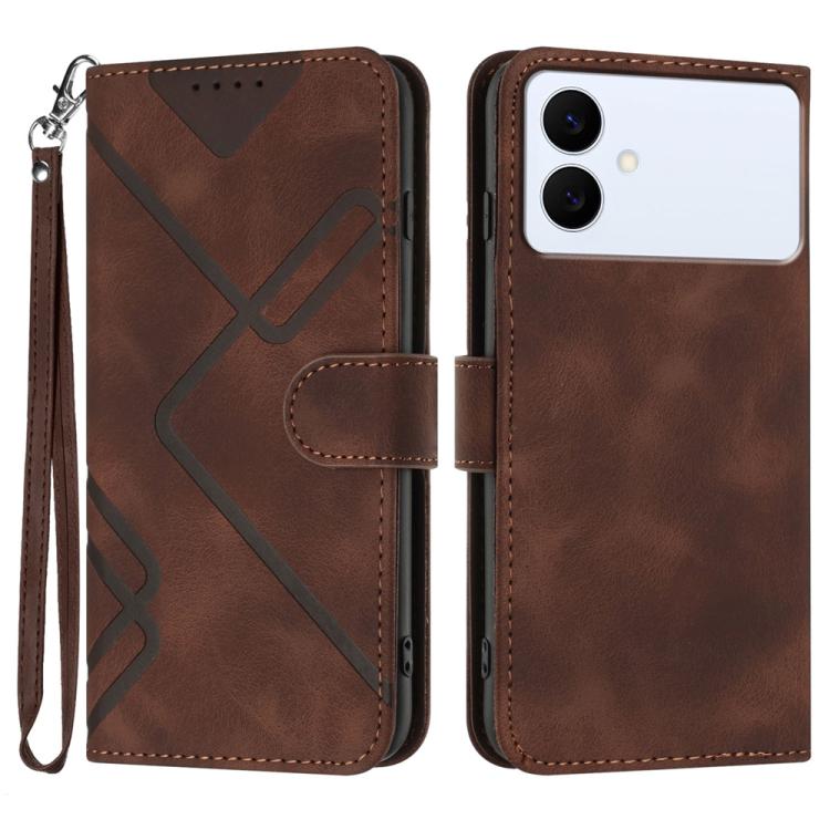 Line Pattern Skin Feel Leather Phone Case