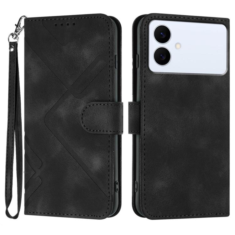Line Pattern Skin Feel Leather Phone Case