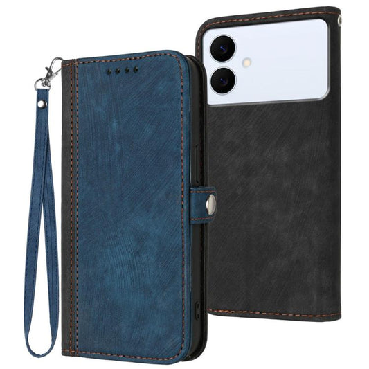 Side Buckle Double Fold Hand Strap Leather Phone Case