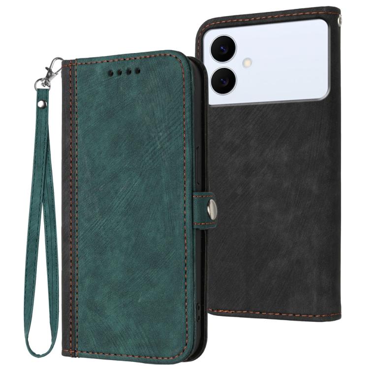 Side Buckle Double Fold Hand Strap Leather Phone Case