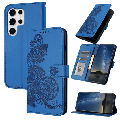 Datura Flower Embossed Flip Leather Phone Case