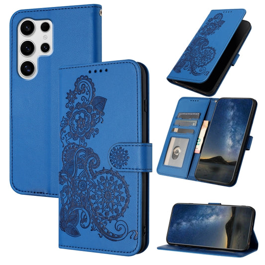 Datura Flower Embossed Flip Leather Phone Case