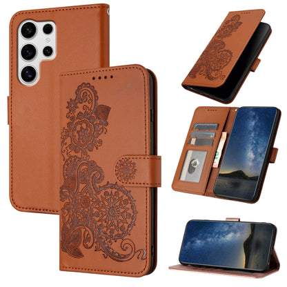 Datura Flower Embossed Flip Leather Phone Case