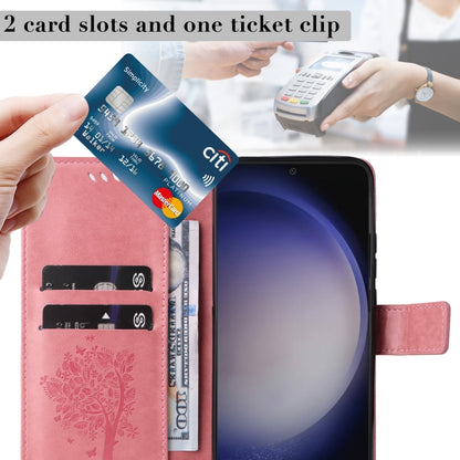 Tree & Cat Embossed Pattern Flip Leather Phone Case