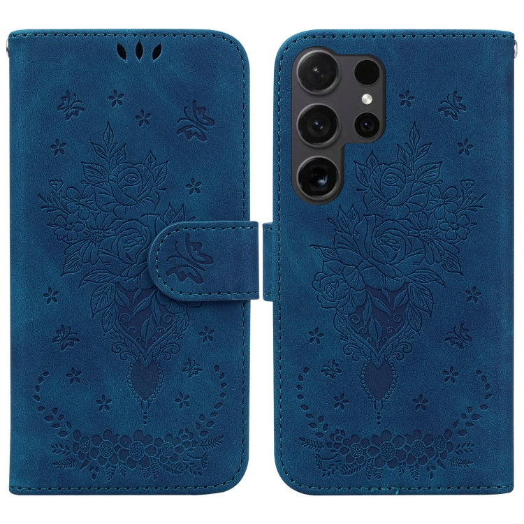 Butterfly Rose Embossed Leather Phone Case