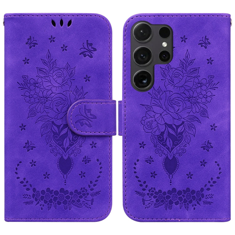 Butterfly Rose Embossed Leather Phone Case