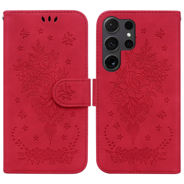 Butterfly Rose Embossed Leather Phone Case
