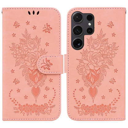 Butterfly Rose Embossed Leather Phone Case