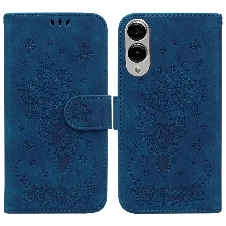 Butterfly Rose Embossed Leather Phone Case