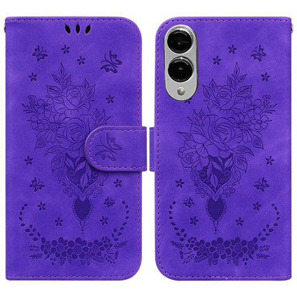 Butterfly Rose Embossed Leather Phone Case