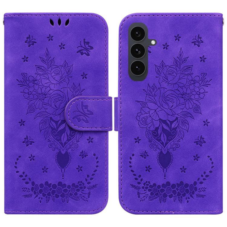 Butterfly Rose Embossed Leather Phone Case