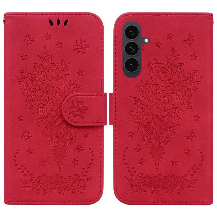Butterfly Rose Embossed Leather Phone Case