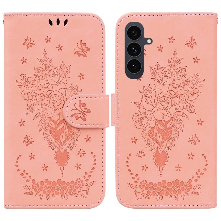 Butterfly Rose Embossed Leather Phone Case
