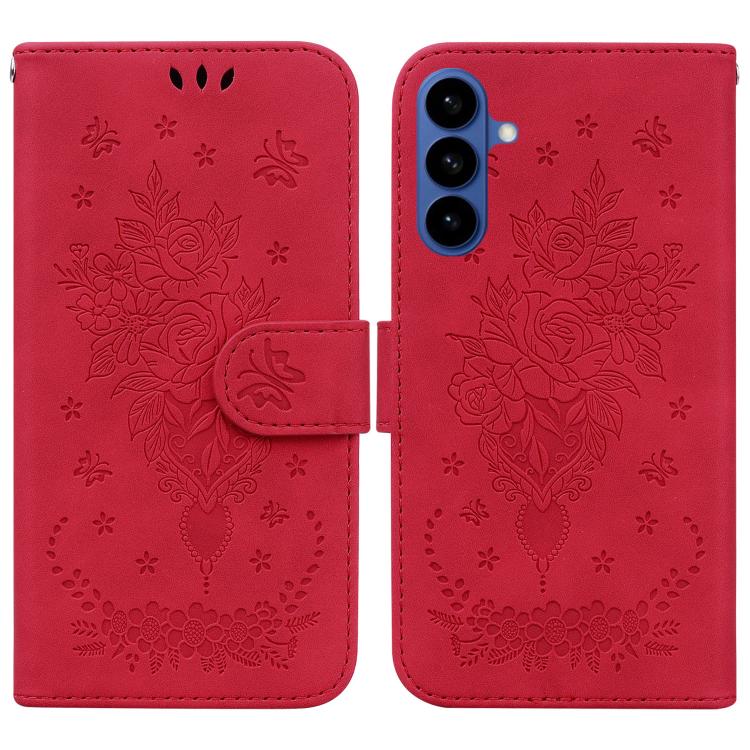 Butterfly Rose Embossed Leather Phone Case