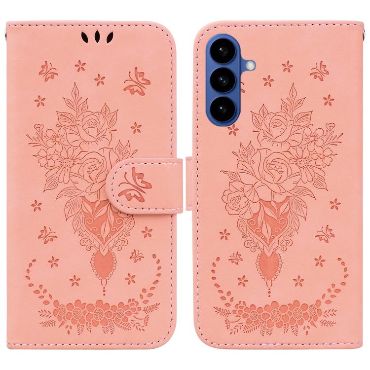 Butterfly Rose Embossed Leather Phone Case
