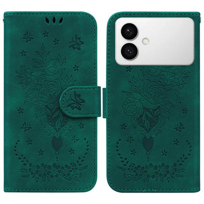 Butterfly Rose Embossed Leather Phone Case