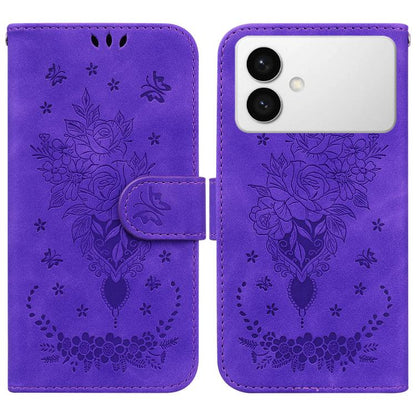 Butterfly Rose Embossed Leather Phone Case