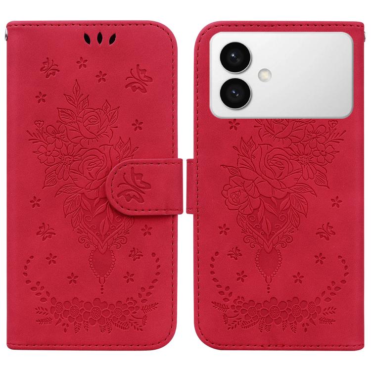 Butterfly Rose Embossed Leather Phone Case
