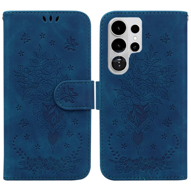 Butterfly Rose Embossed Leather Phone Case