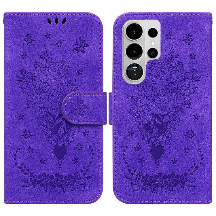 Butterfly Rose Embossed Leather Phone Case