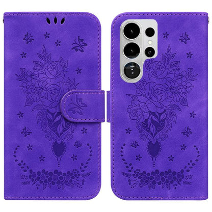 Butterfly Rose Embossed Leather Phone Case