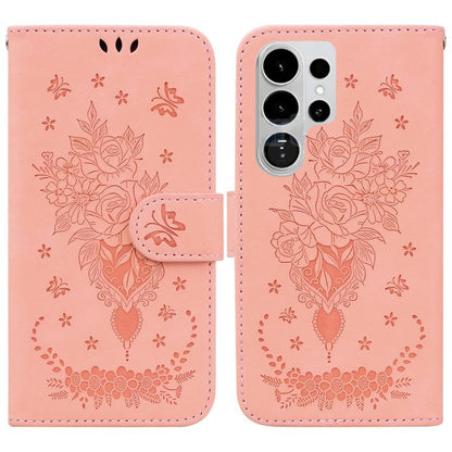 Butterfly Rose Embossed Leather Phone Case