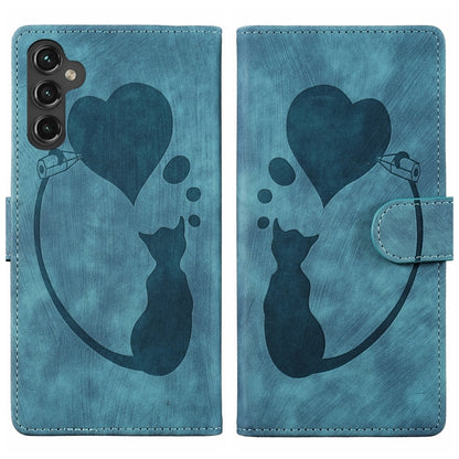 Pen Heart Cat Embossed Leather Phone Case