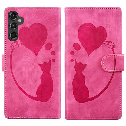 Pen Heart Cat Embossed Leather Phone Case