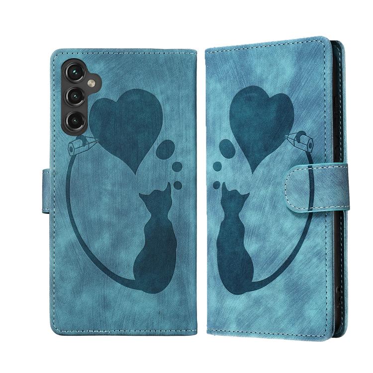 Pen Heart Cat Embossed Leather Phone Case