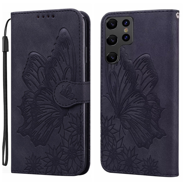 Retro Skin Feel Butterflies Embossing Horizontal Flip Leather Phone Case