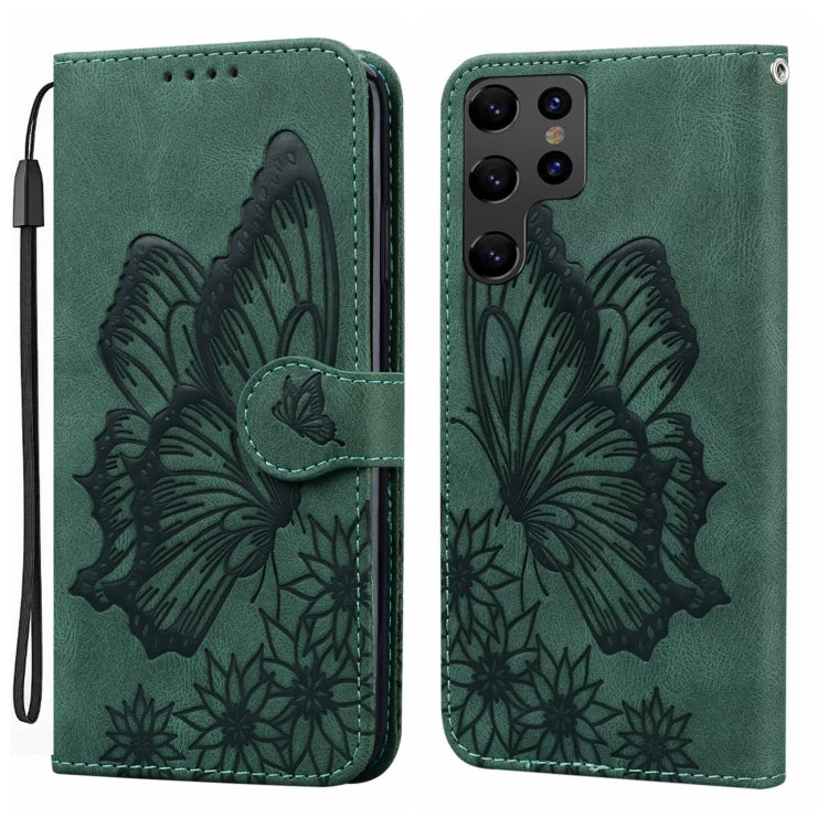 Retro Skin Feel Butterflies Embossing Horizontal Flip Leather Phone Case
