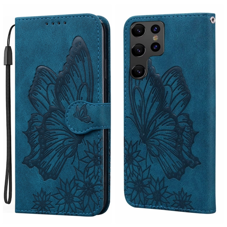 Retro Skin Feel Butterflies Embossing Horizontal Flip Leather Phone Case