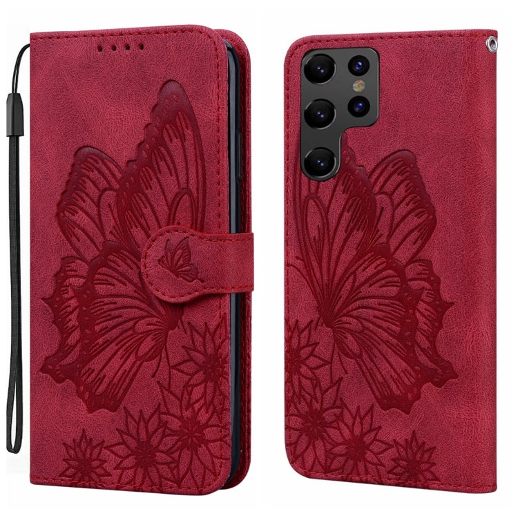 Retro Skin Feel Butterflies Embossing Horizontal Flip Leather Phone Case