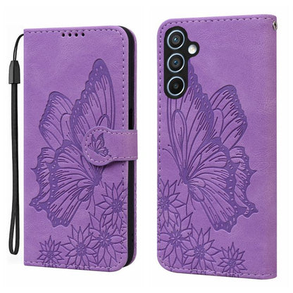 Retro Skin Feel Butterflies Embossing Horizontal Flip Leather Phone Case