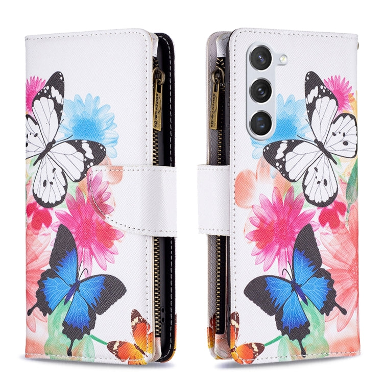 Colored Drawing Pattern Zipper Leather Phone Case