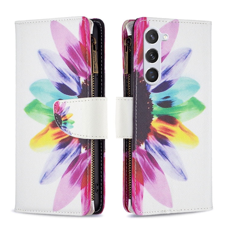 Colored Drawing Pattern Zipper Leather Phone Case