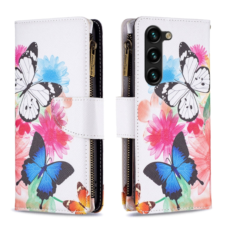 Colored Drawing Pattern Zipper Leather Phone Case