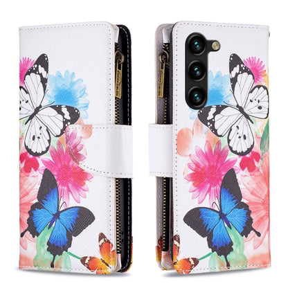 Colored Drawing Pattern Zipper Leather Phone Case