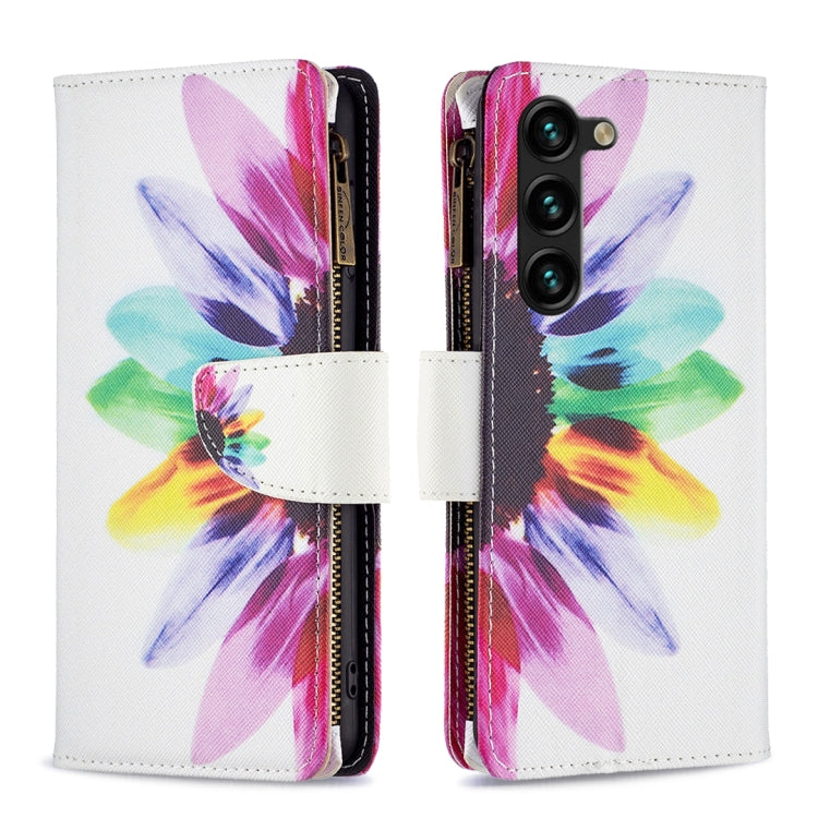 Colored Drawing Pattern Zipper Leather Phone Case