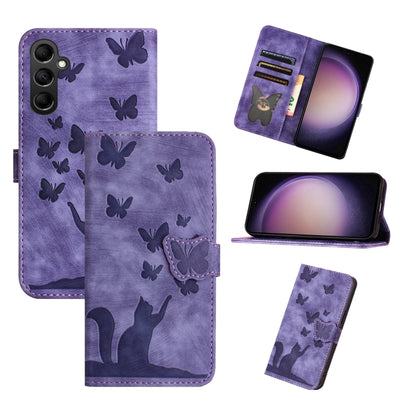 Butterfly Cat Embossing Flip Leather Phone Case