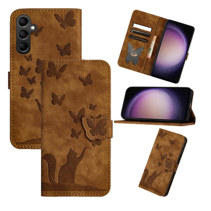 Butterfly Cat Embossing Flip Leather Phone Case